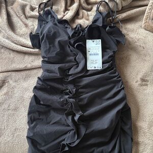 Elegant Black Ruffled Dress